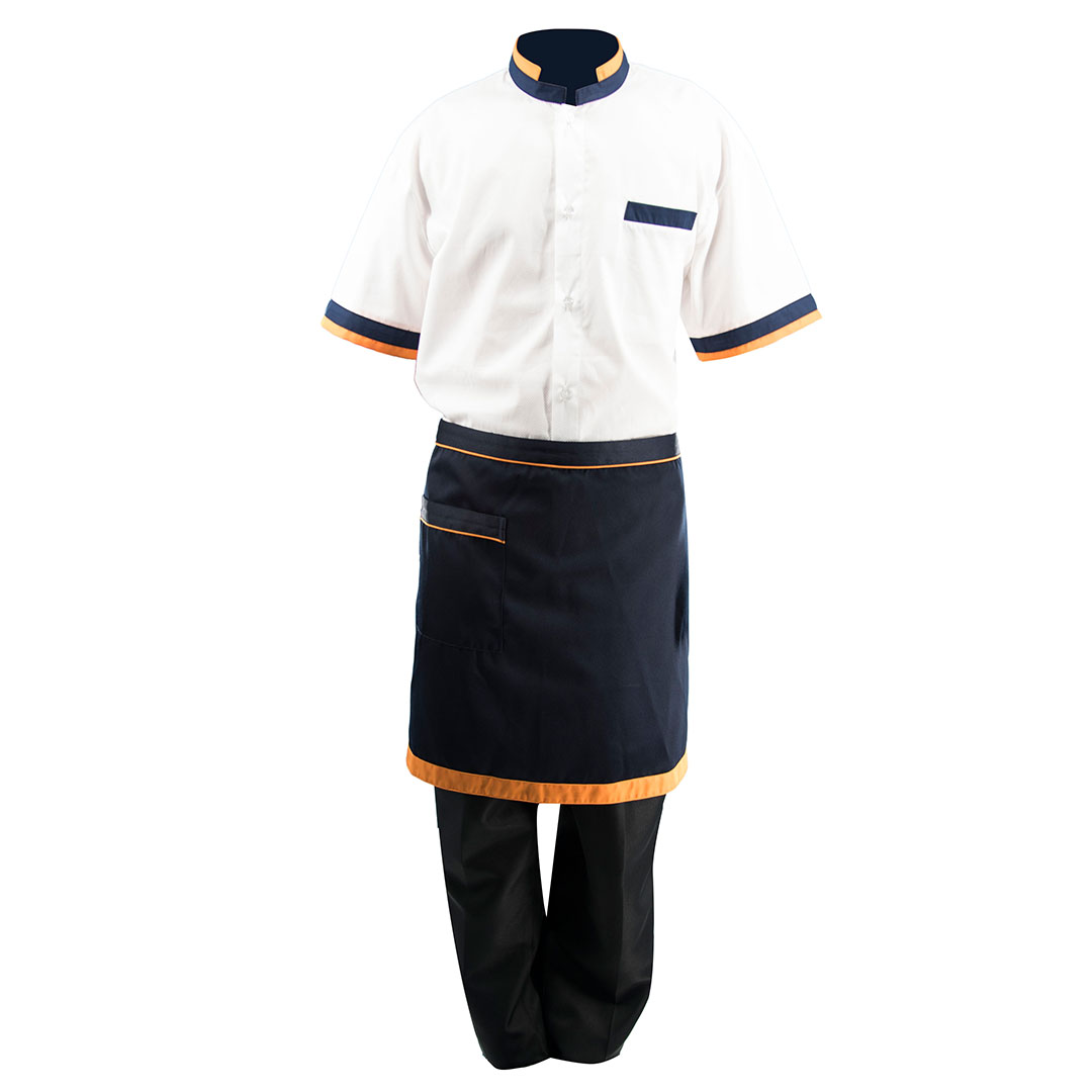 Men’s Short Sleeve Chef Coat with apron Full Sets7